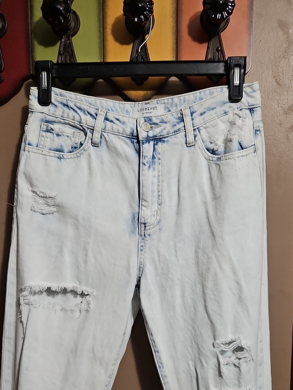 Lovervet 90's Vintage Super High-Rise  Distressed Straight-Leg Jeans-NWOT - Picture 6 of 11
